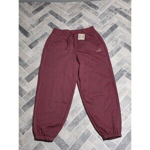 New Puma Pants Woman's LARGE Maroon Jogger Sweatpants Tapered Activewear